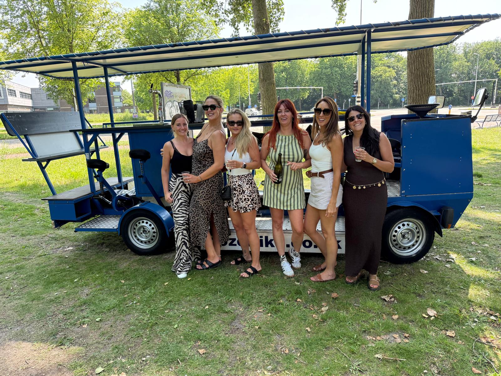 Ladies group on a beer bike